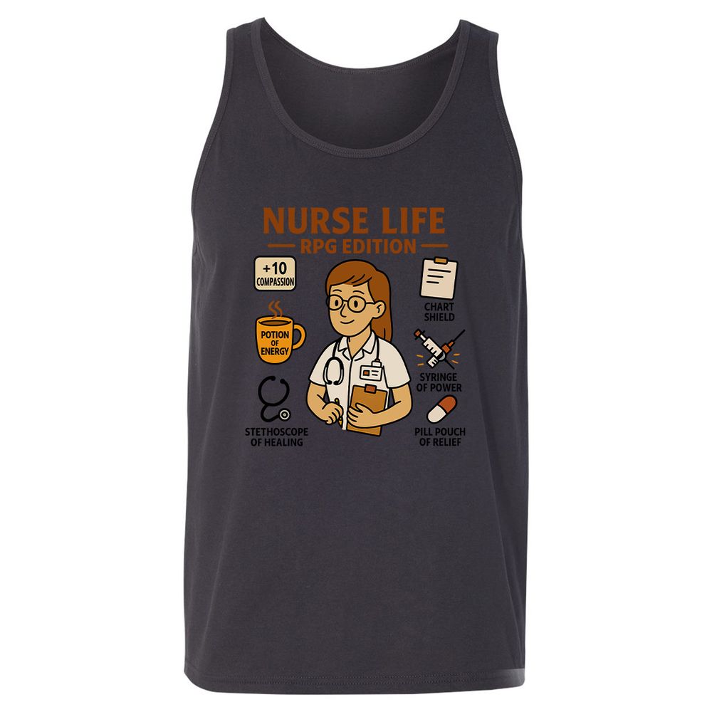 Nurse Life RPG Edition Unisex Jersey Tank - Dark Grey - 7