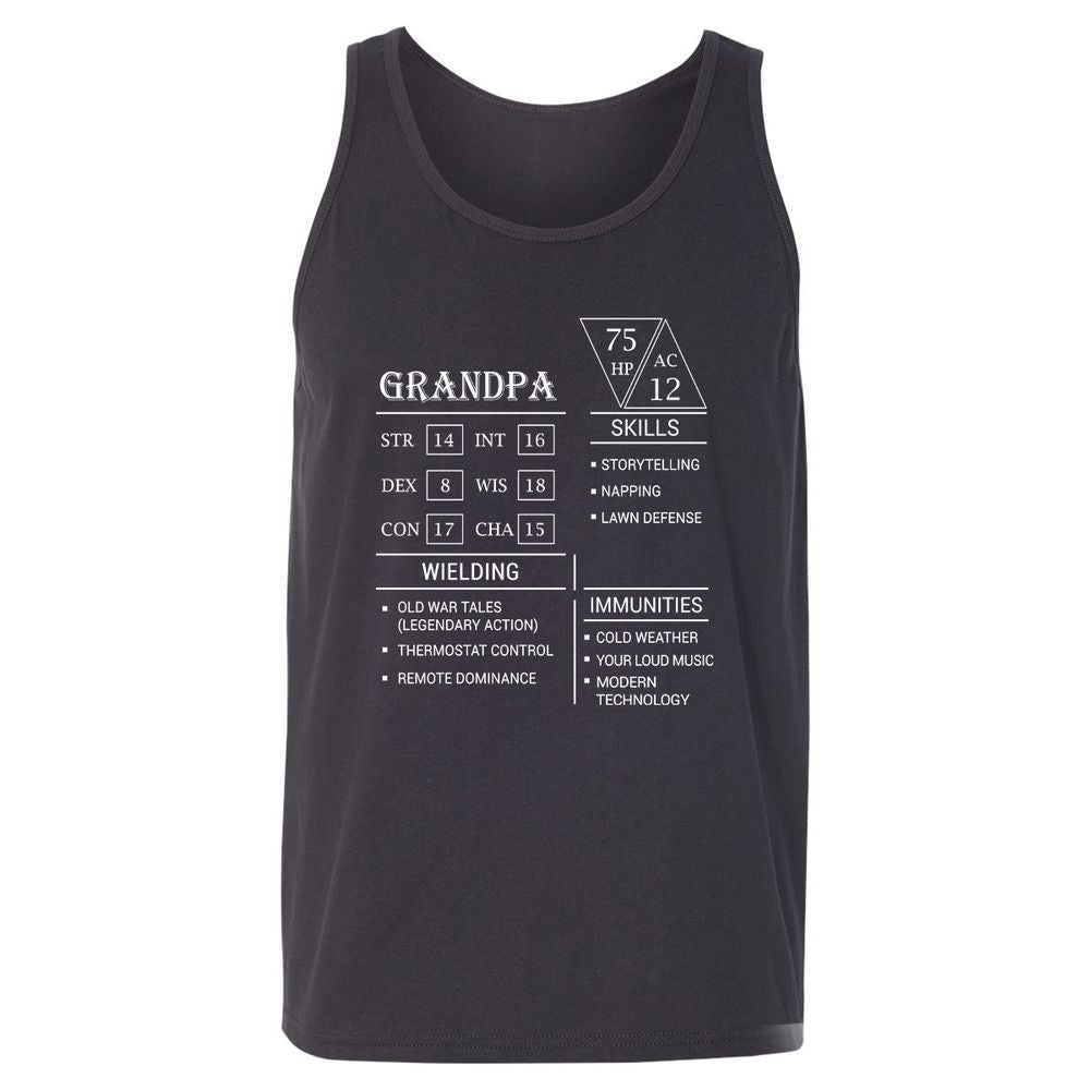 Grandpa Stats Unisex Jersey Tank - Dark Grey - 7