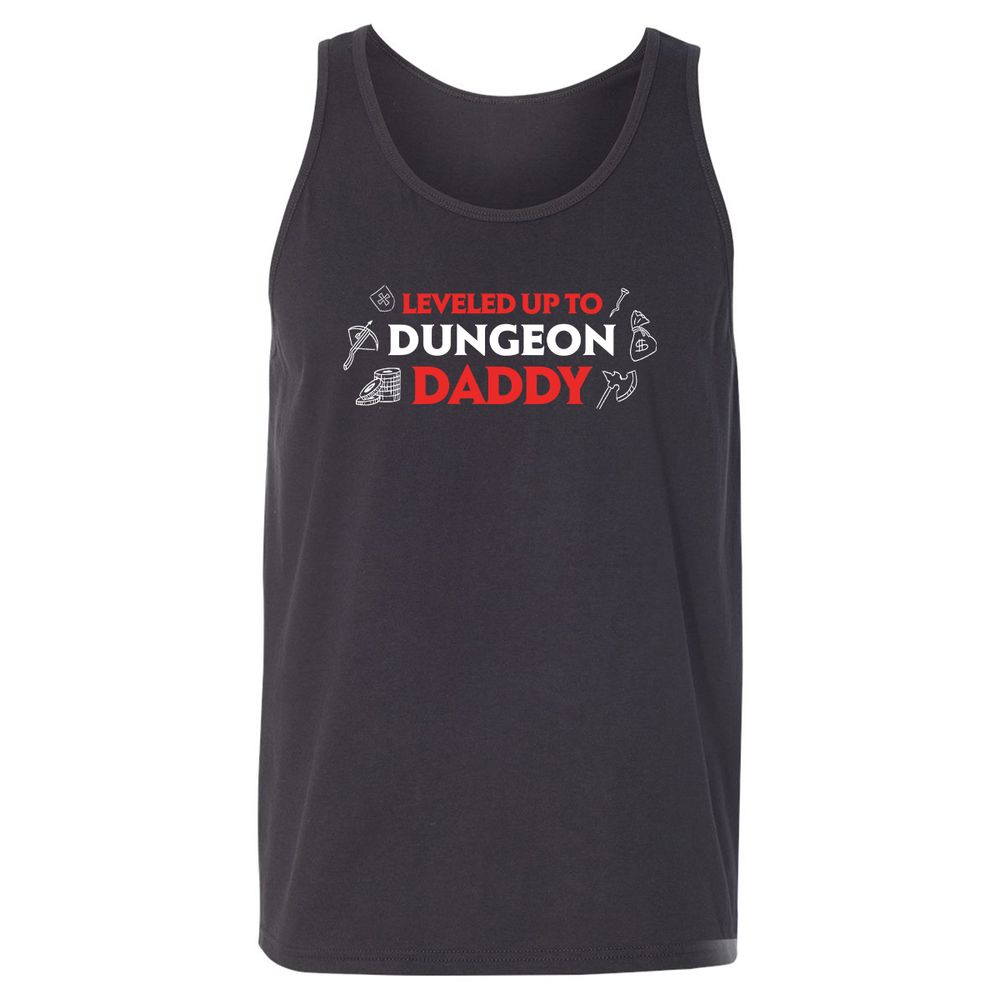 Leveled Up To Dungeon Daddy Unisex Jersey Tank - Dark Grey - 7