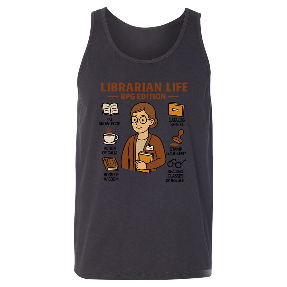 Librarian Life RPG Edition Unisex Jersey Tank - Dark Grey - 7