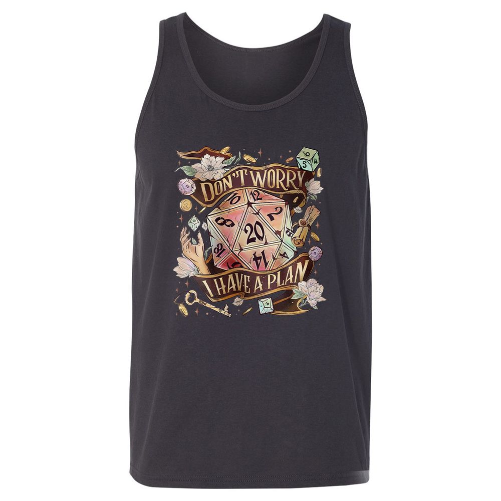 Floral Don't Worry I Have A Plan Unisex Jersey Tank - Dark Grey - 7