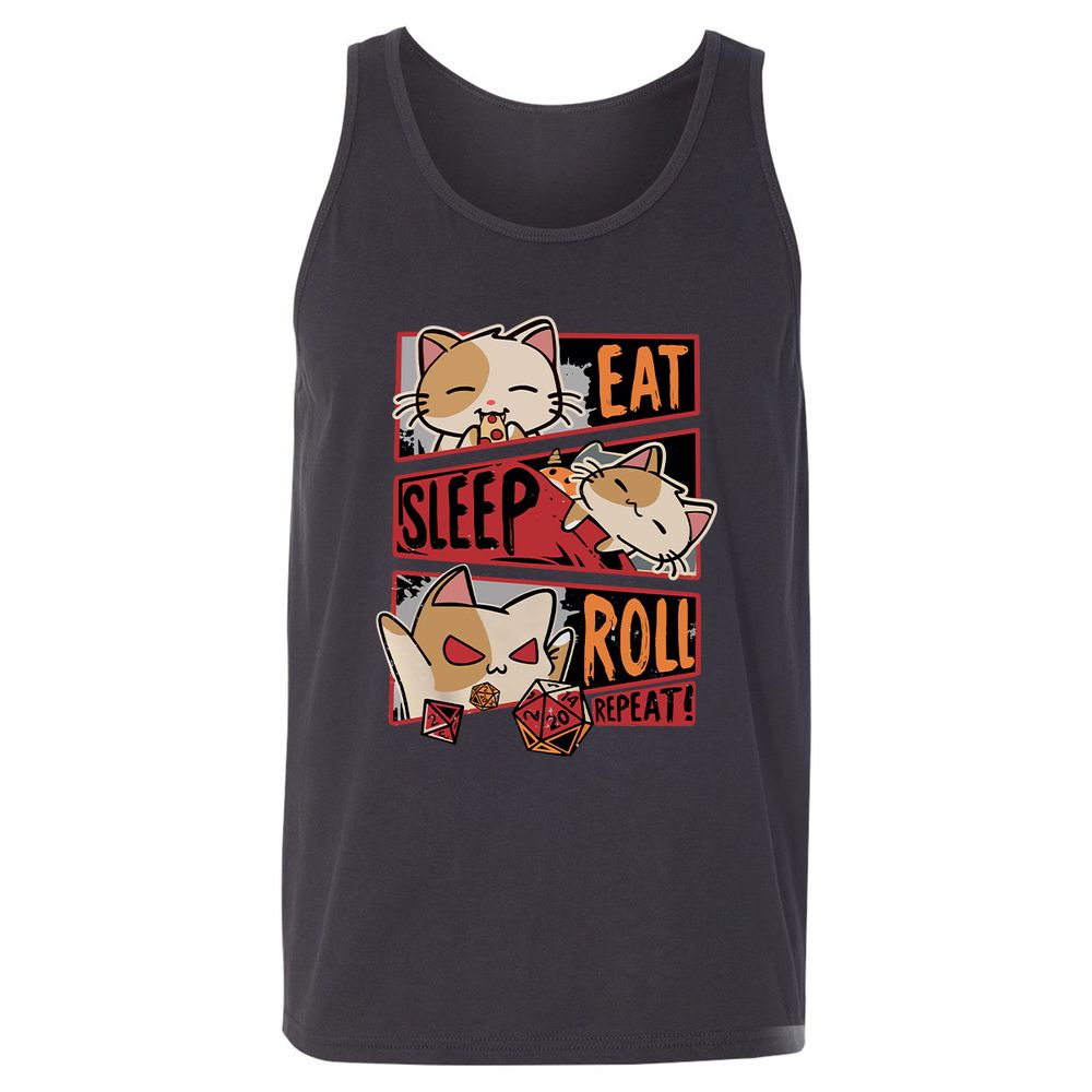 Eat Sleep Roll Repeat Unisex Jersey Tank - Dark Grey - 7