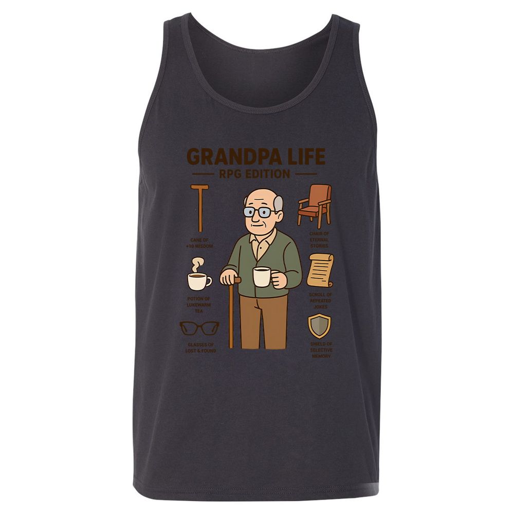 Grandpa Life RPG Edition Unisex Jersey Tank - Dark Grey - 7