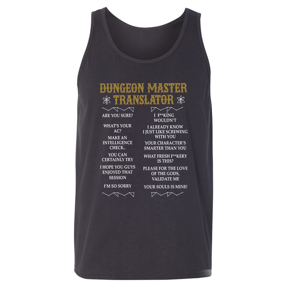 Dungeon Master Translator Unisex Jersey Tank - Dark Grey - 7