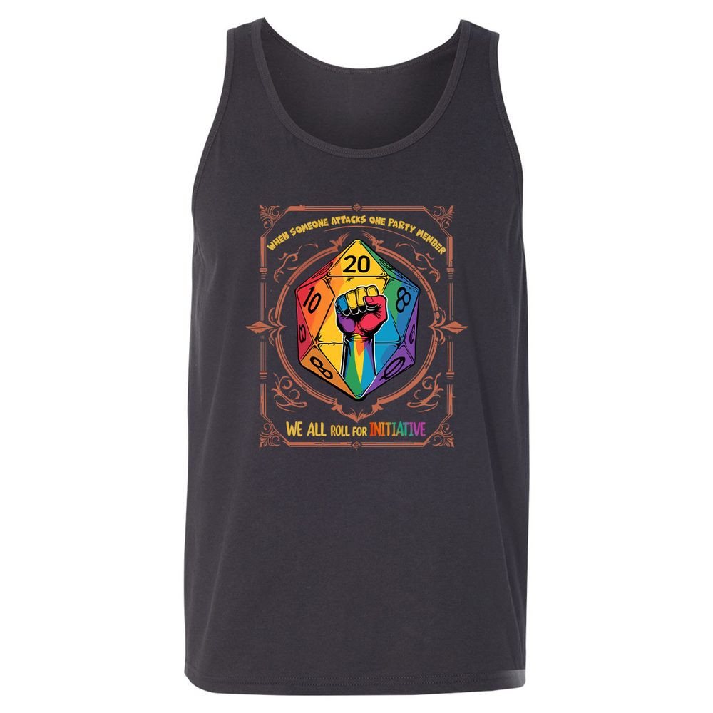 Roll For Initiative Unisex Jersey Tank - Dark Grey - 7