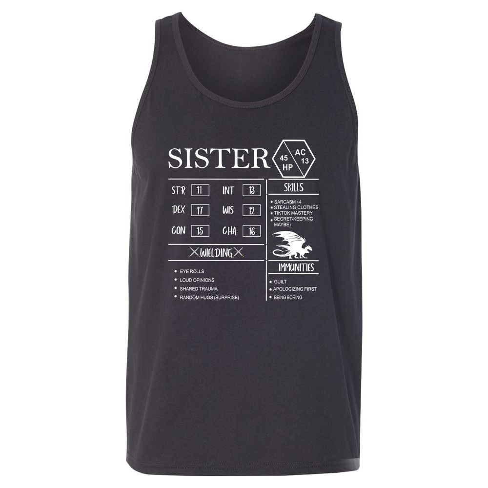 Sister Stats Unisex Jersey Tank - Dark Grey - 7