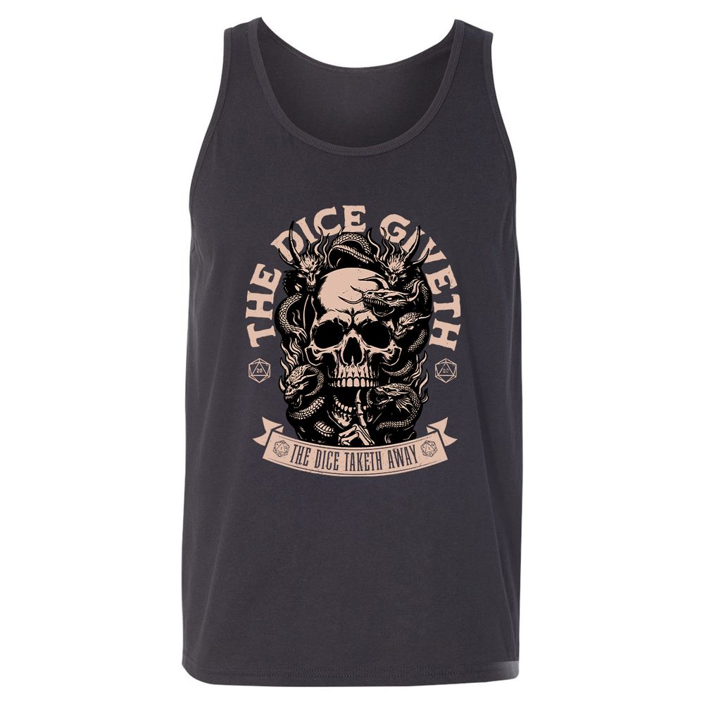 The Dice Giveth The Dice Taketh Away Unisex Jersey Tank - Dark Grey - 7