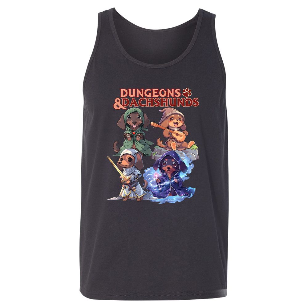 Dungeons & Dachshunds Unisex Jersey Tank - Dark Grey - 7