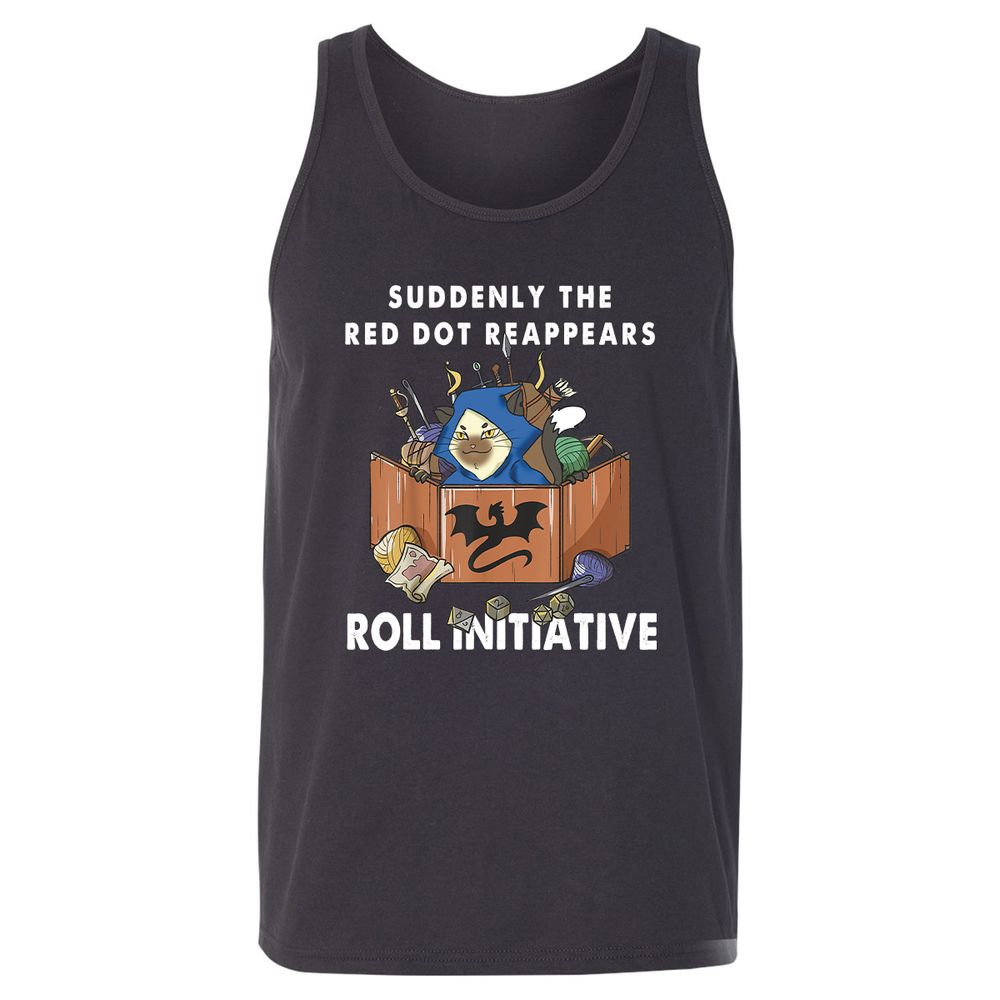 Suddenly The Red Dot Reappears Roll Initiative Unisex Jersey Tank - Dark Grey - 7