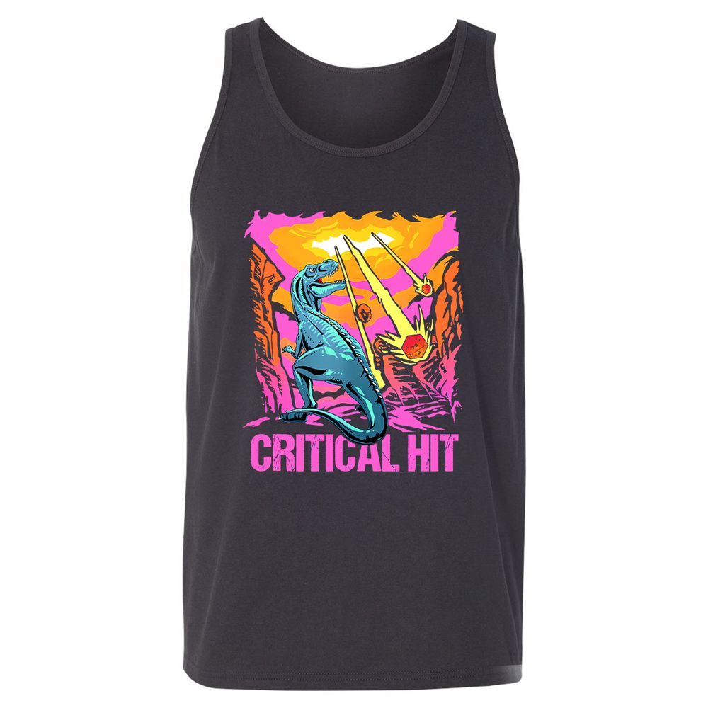 Dinosaur Critical Hit Unisex Jersey Tank - Dark Grey - 7
