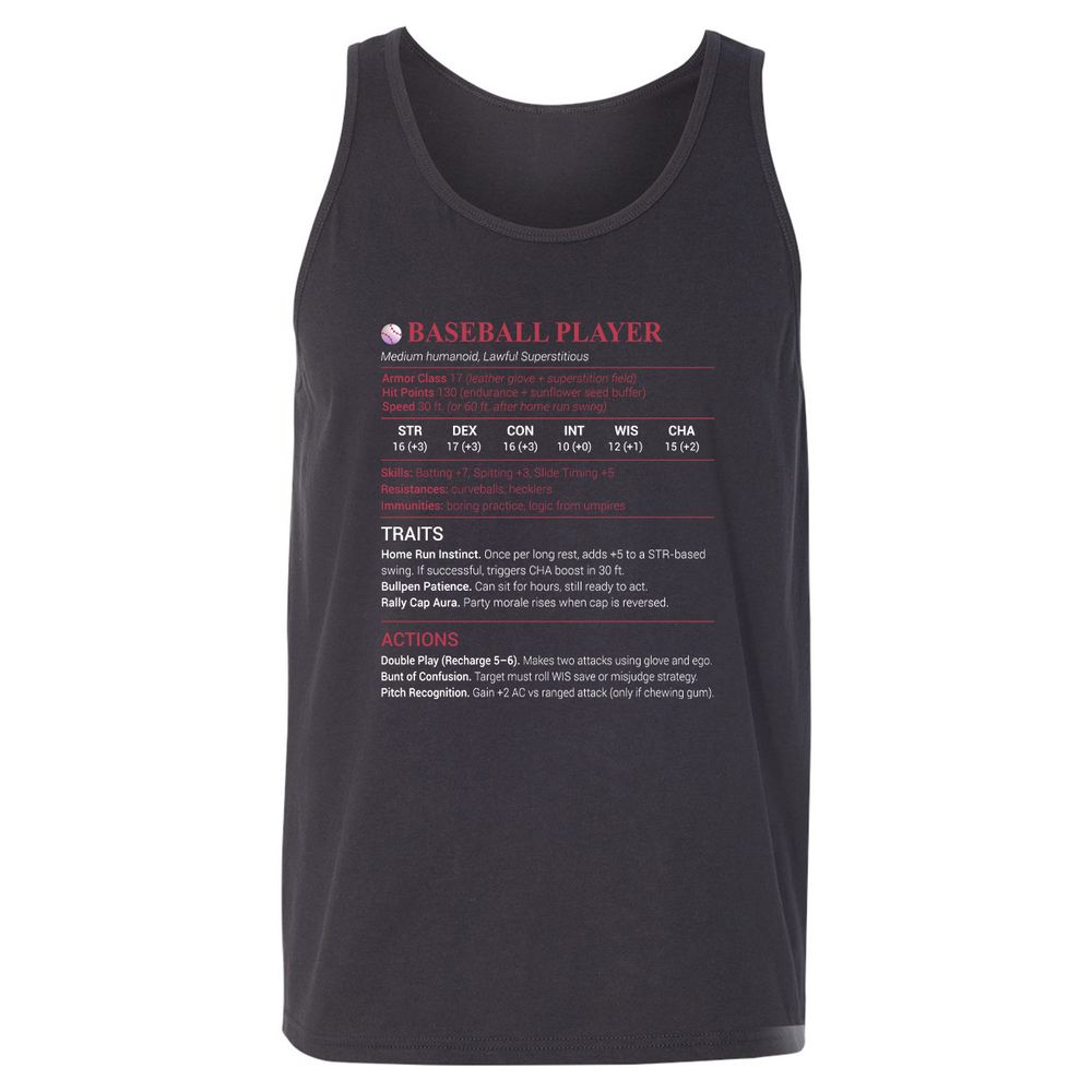 Baseball Player Unisex Jersey Tank - Dark Grey - 7