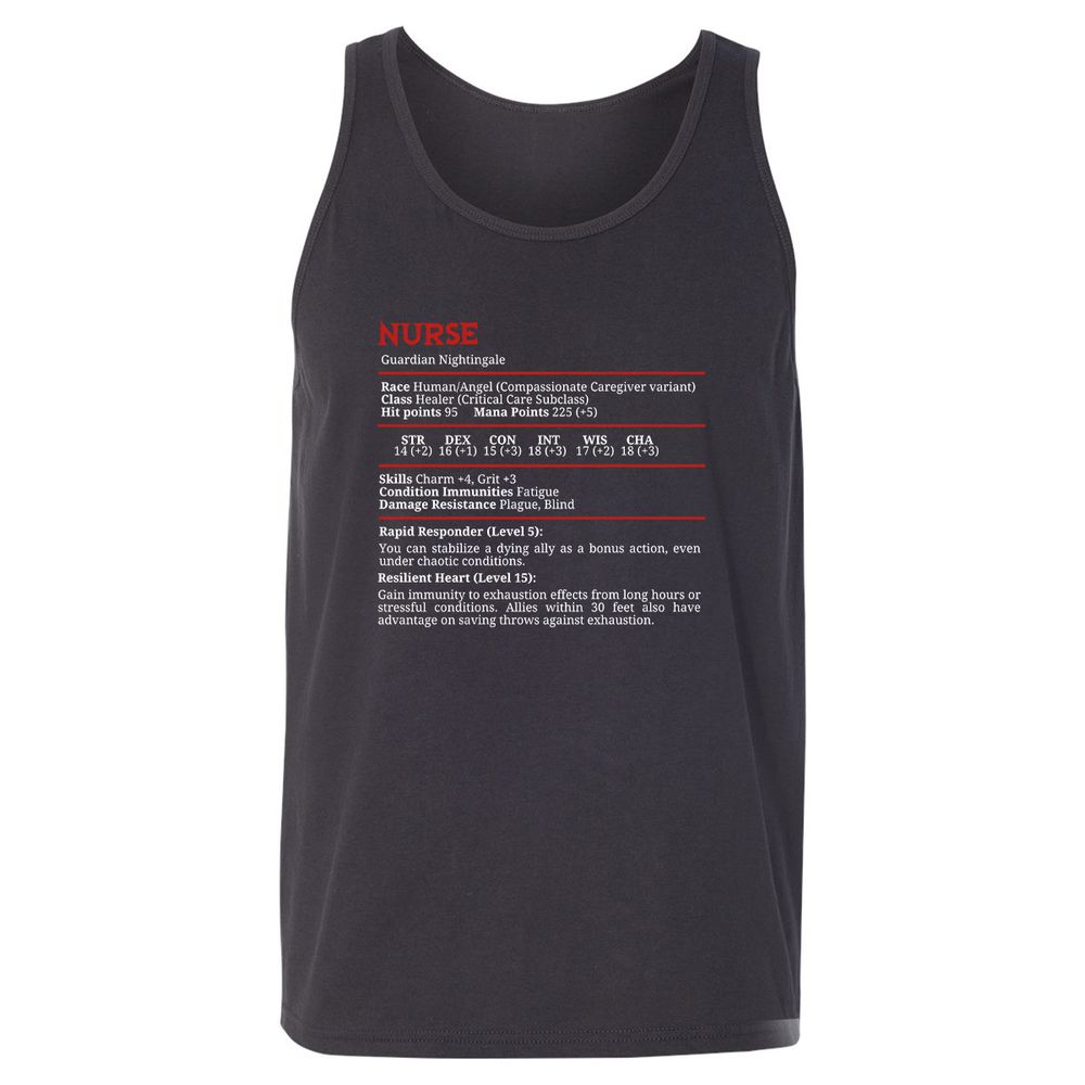 Nurse Stats Unisex Jersey Tank - Dark Grey - 7