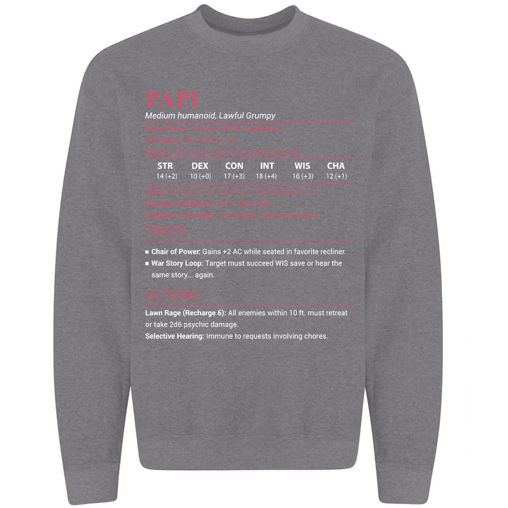 Papi Stats Classic Unisex Sweatshirt - Graphite Heather - 7