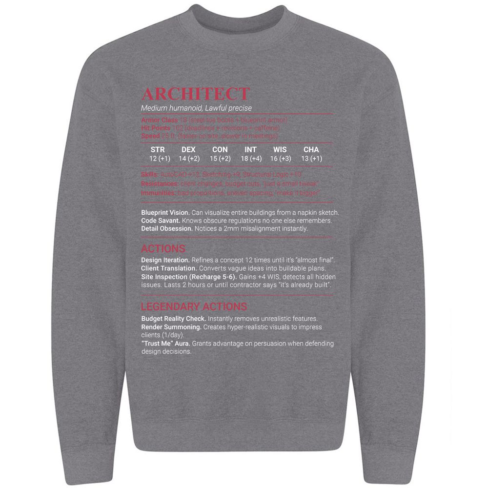 Architect Stats Classic Unisex Sweatshirt - Graphite Heather - 7