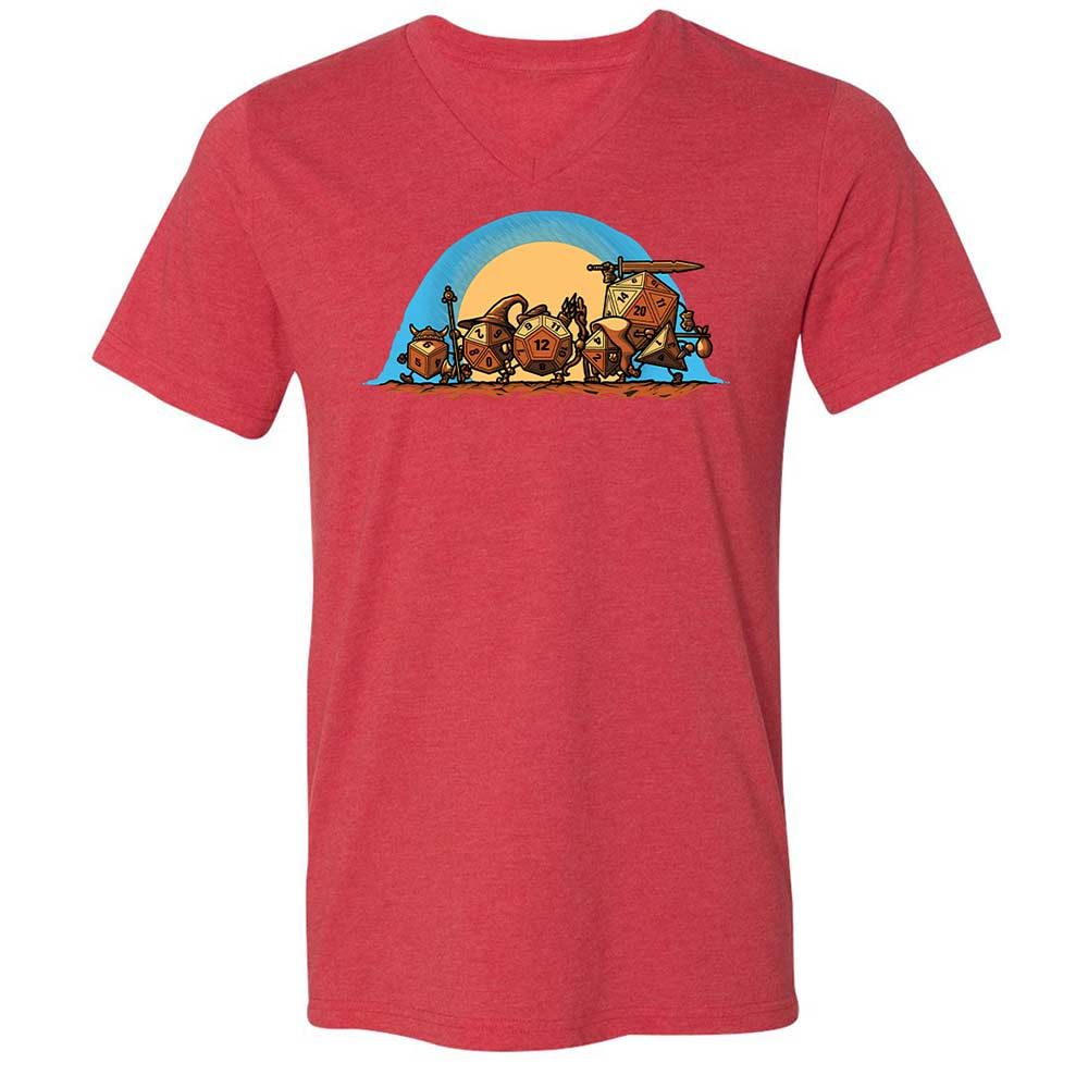 The Fellowship Of The Dice Unisex V-Neck T-Shirt - Heather Red - 7