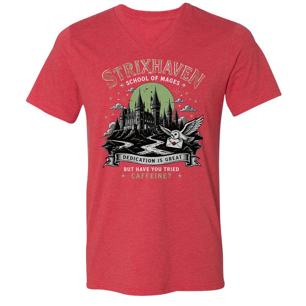 Strixhaven - School Of Mages Unisex V-Neck T-Shirt - Heather Red - 7