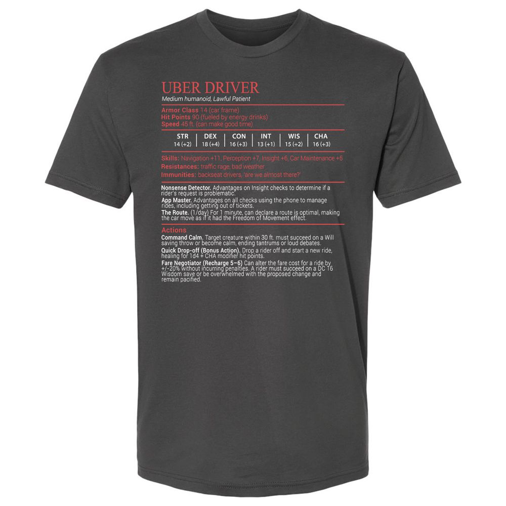 Uber Driver Stats Block Premium Unisex T-Shirt - Heavy Metal - 7