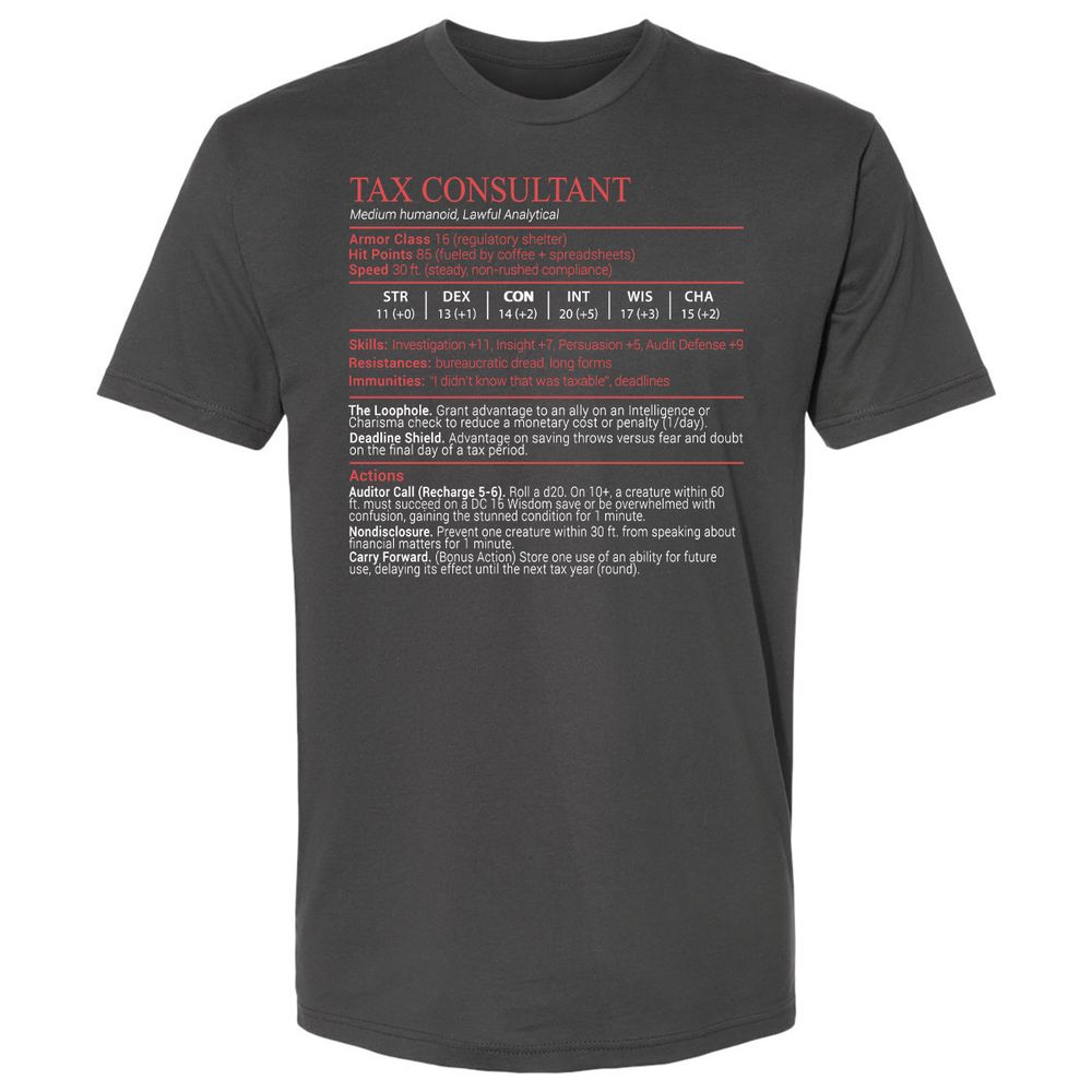 Tax Consultant Stats Block Premium Unisex T-Shirt - Heavy Metal - 7