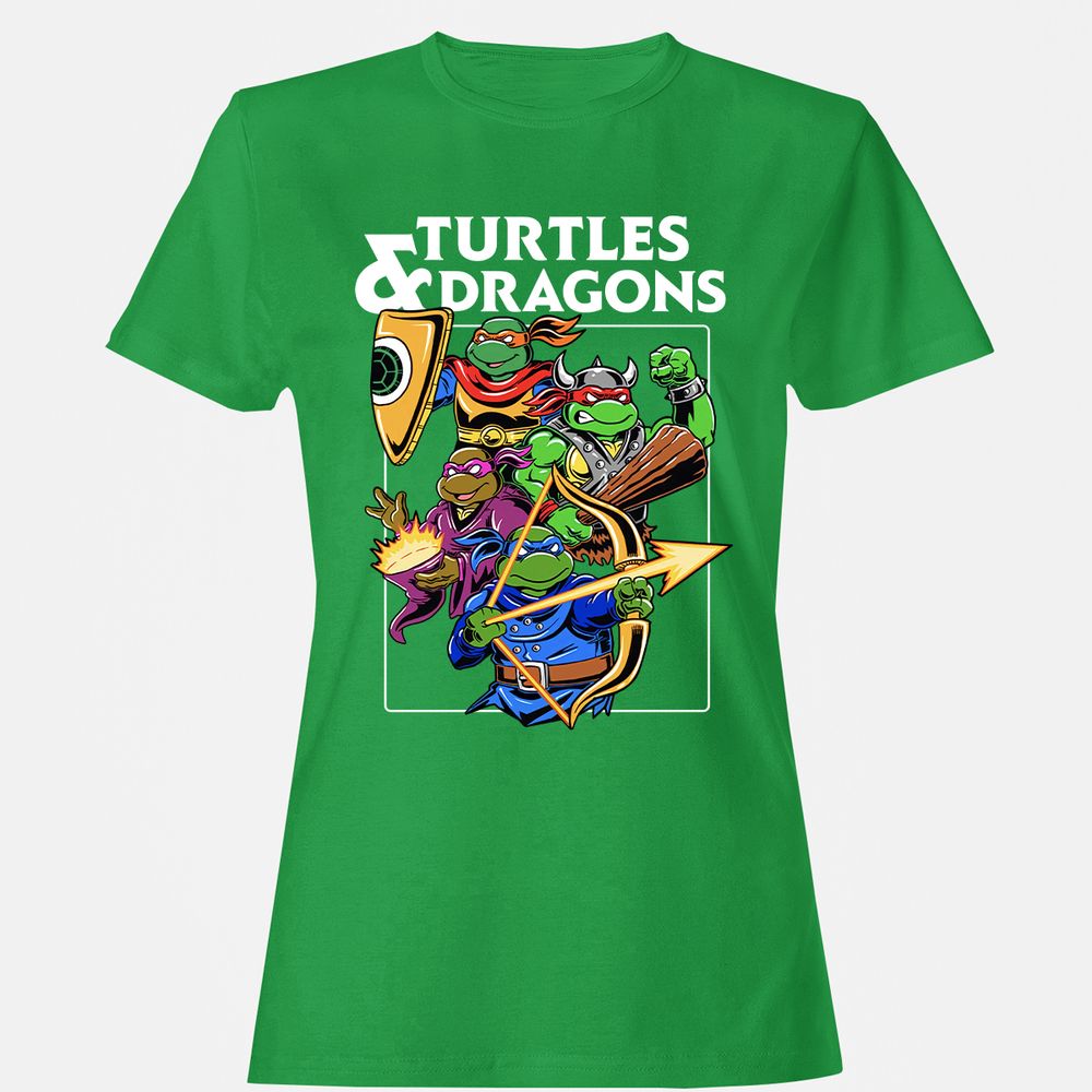Turtles & Dragons Women's T-Shirt - Irish Green - 7