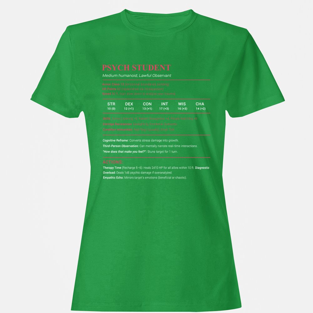 Psych Student Women's T-Shirt - Irish Green - 7