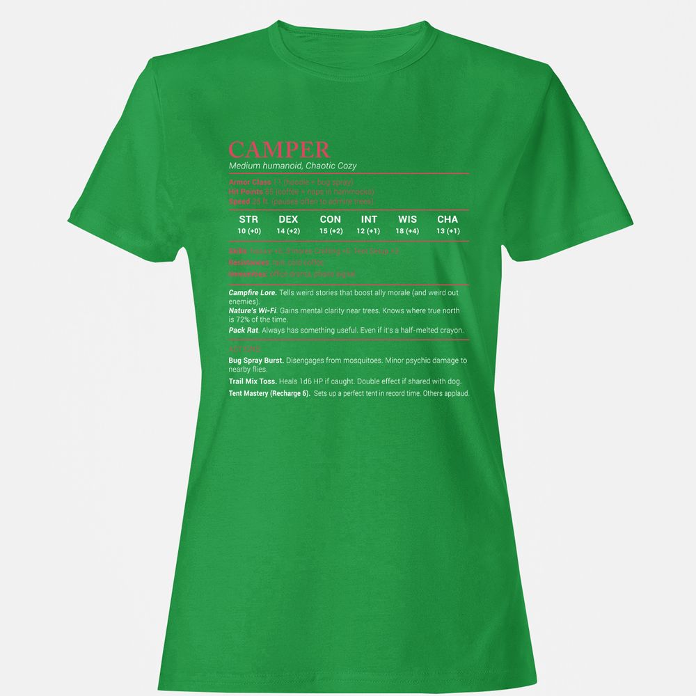 Camper Stats Women's T-Shirt - Irish Green - 7