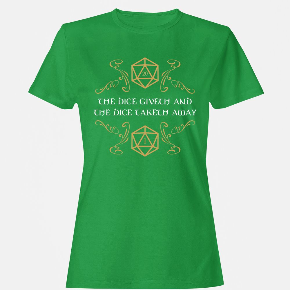 The Dice Giveth and Taketh Away Natural 20 and Critical Fail Women's T-Shirt - Irish Green - 7