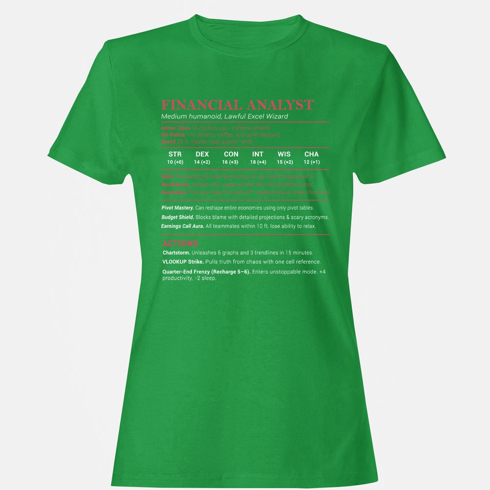 Financial Analyst Stats Women's T-Shirt - Irish Green - 7