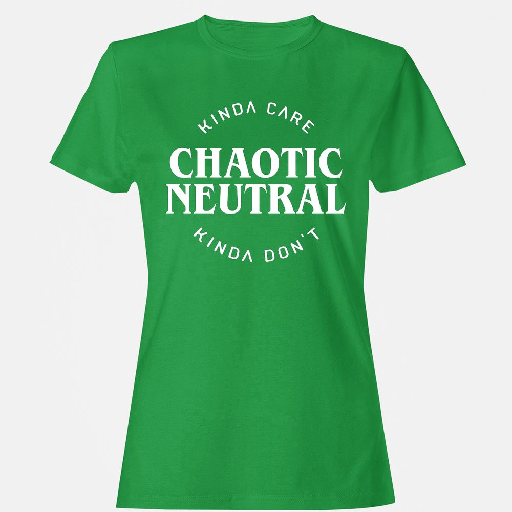 Chaotic Neutral Alignment Kinda Care Kinda Don't Women's T-Shirt - Irish Green - 7