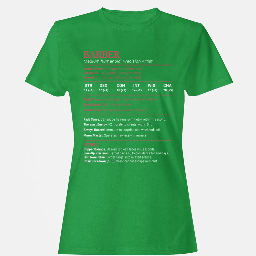 Barber Stats Women's T-Shirt - Irish Green - 7