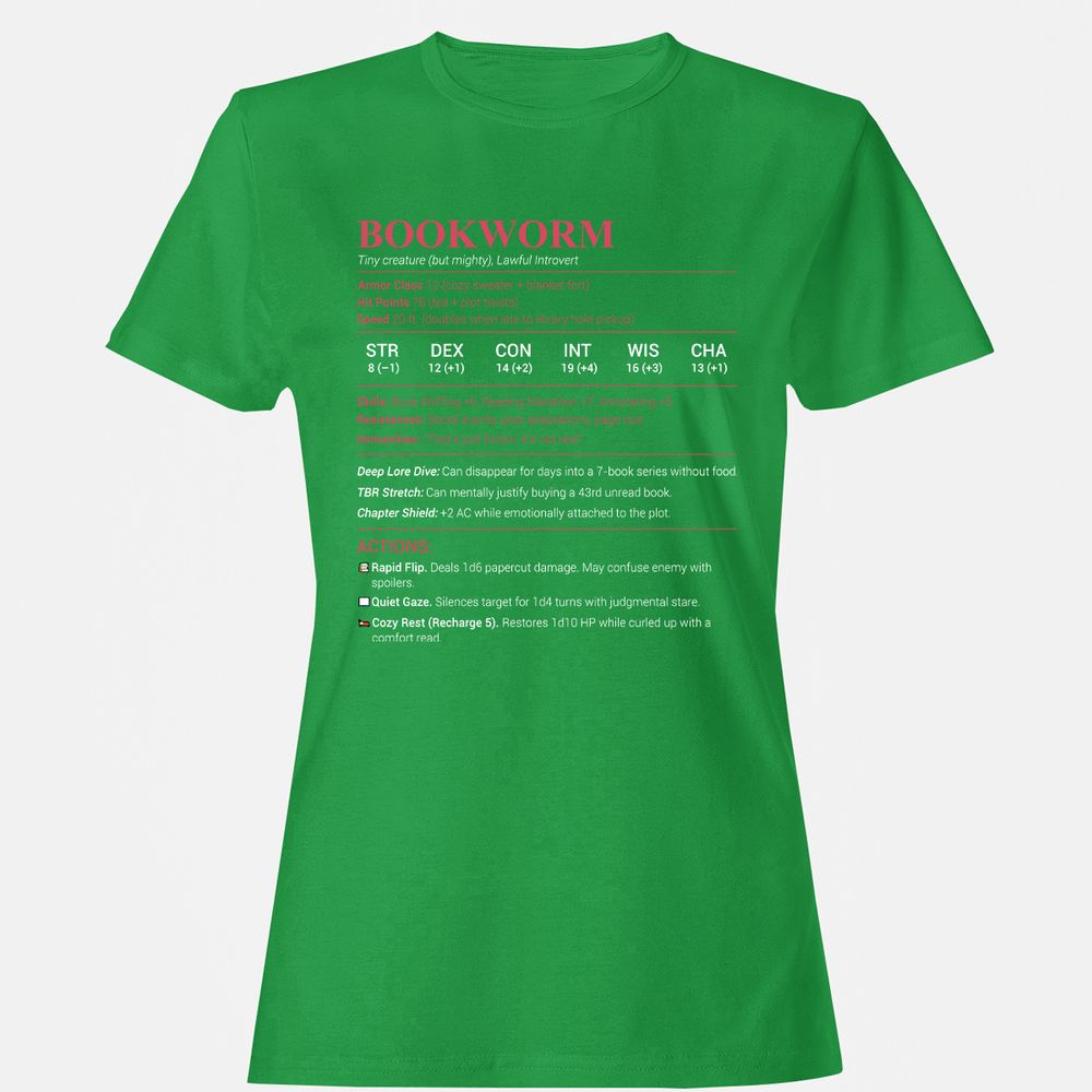 Bookworm Stats Women's T-Shirt - Irish Green - 7