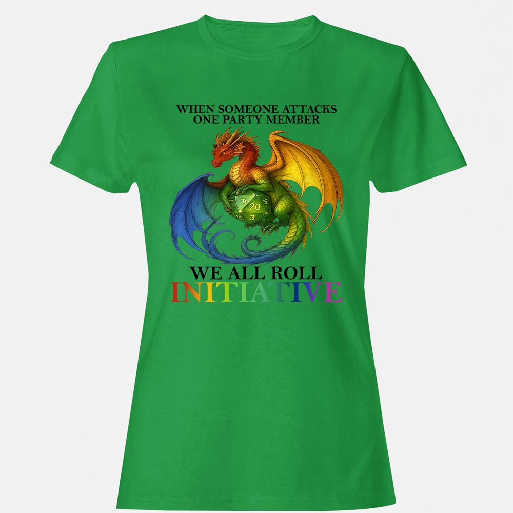 Dragon We All Roll For Initiative Women's T-Shirt - Irish Green - 7