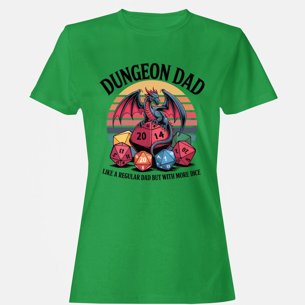 Dungeon Dad With More Dice Women's T-Shirt - Irish Green - 7