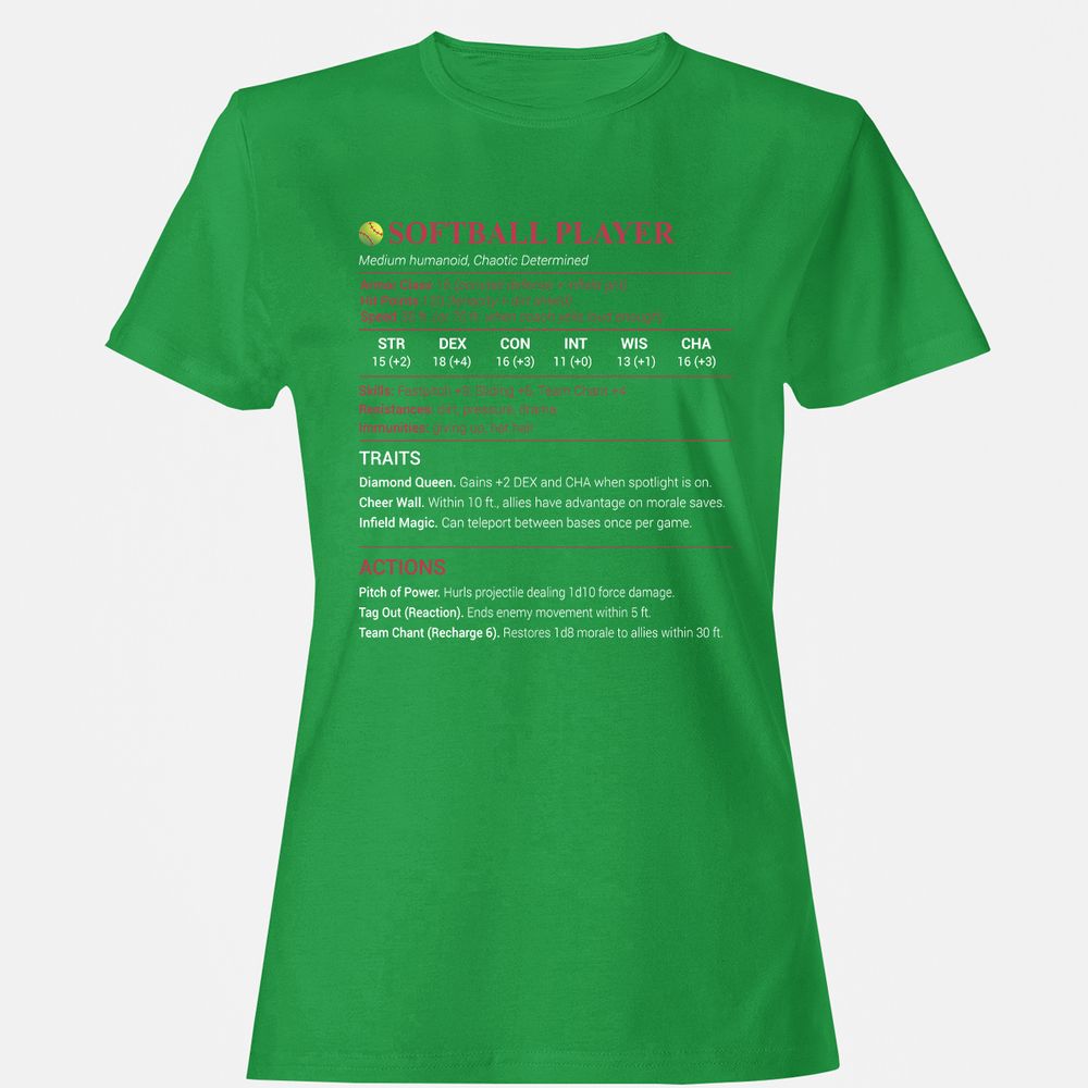 Softball Player Women's T-Shirt - Irish Green - 7