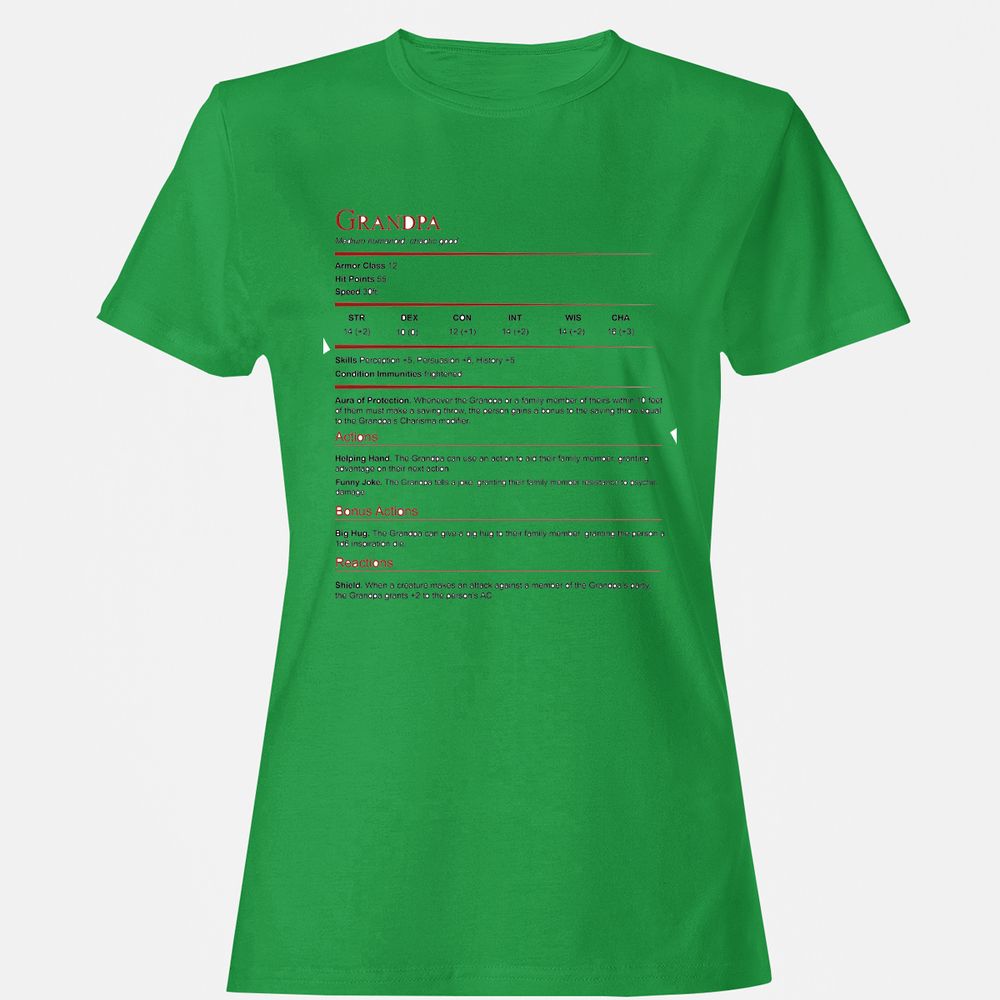Grandpa Stat Block Women's T-Shirt - Irish Green - 7