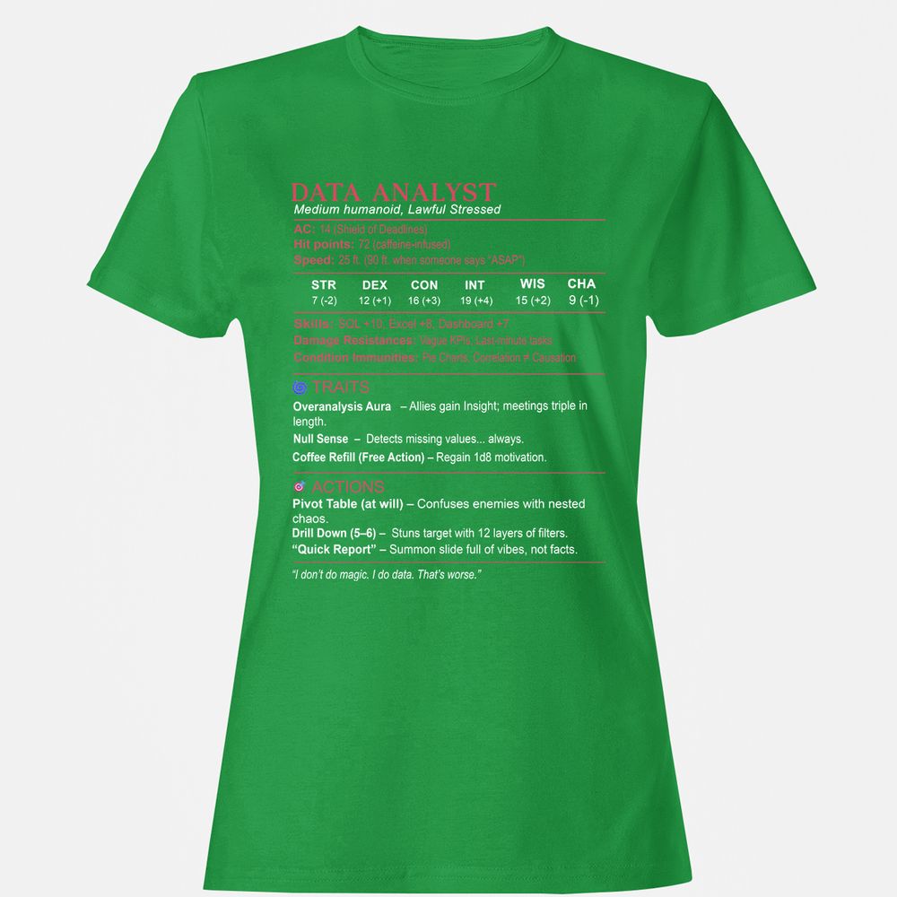 Data Analyst Stats Women's T-Shirt - Irish Green - 7