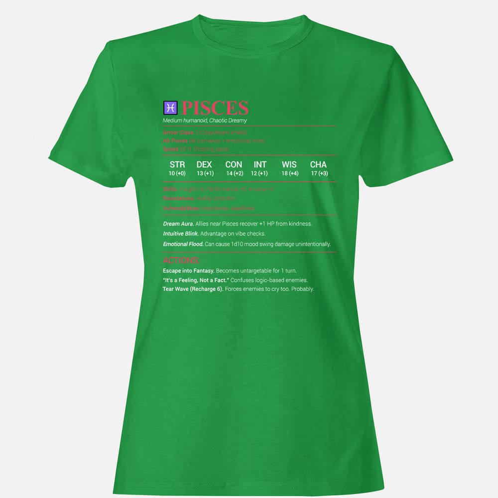 Pisces Stats Women's T-Shirt - Irish Green - 7