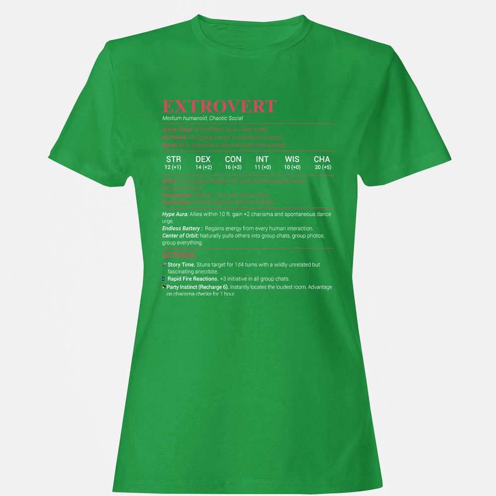 Extrovert Stats Women's T-Shirt - Irish Green - 7