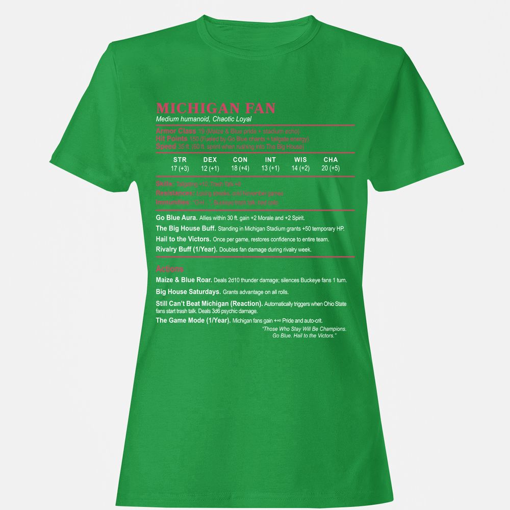MICHIGAN FAN Women's T-Shirt - Irish Green - 7