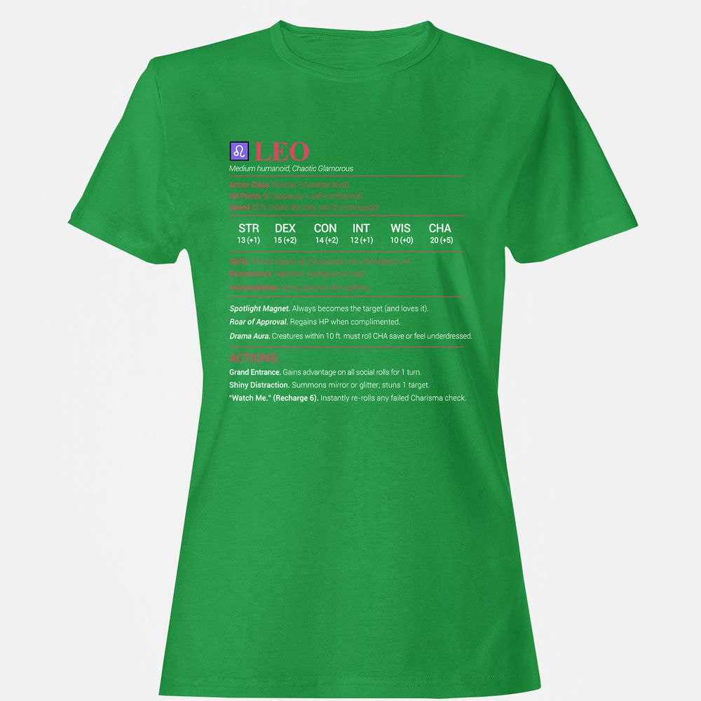 Leo Stats Women's T-Shirt - Irish Green - 7
