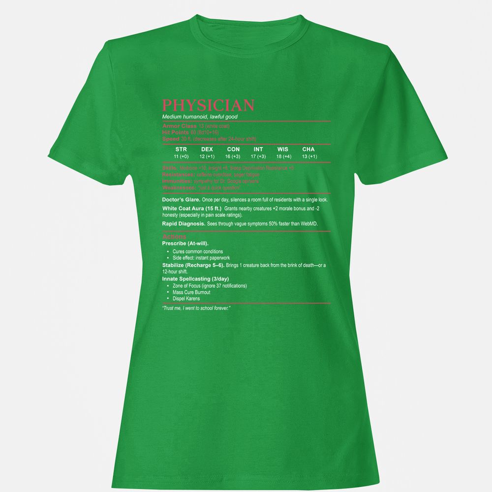 Physician Stats Women's T-Shirt - Irish Green - 7