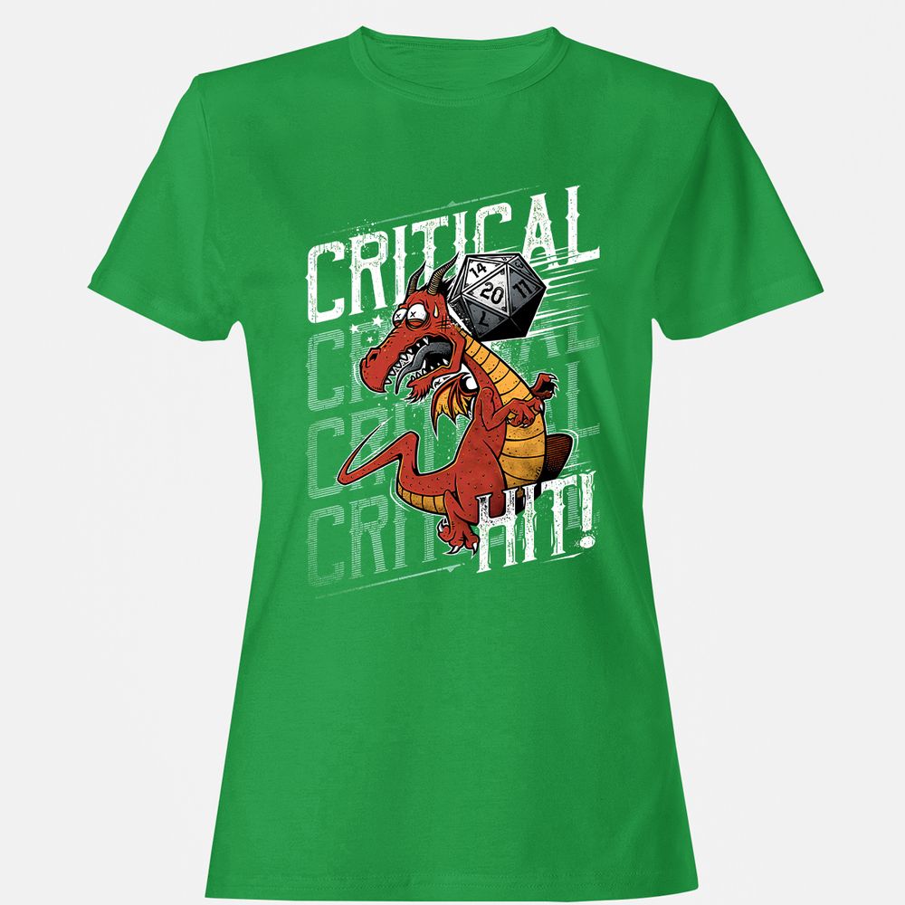 Funny Dragon Critical Hit Women's T-Shirt - Irish Green - 7
