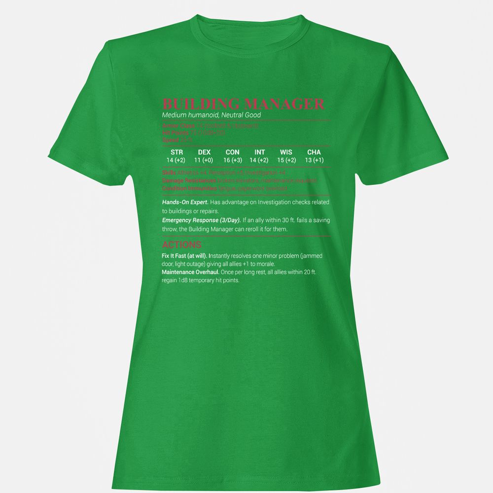 Building Manager Women's T-Shirt - Irish Green - 7