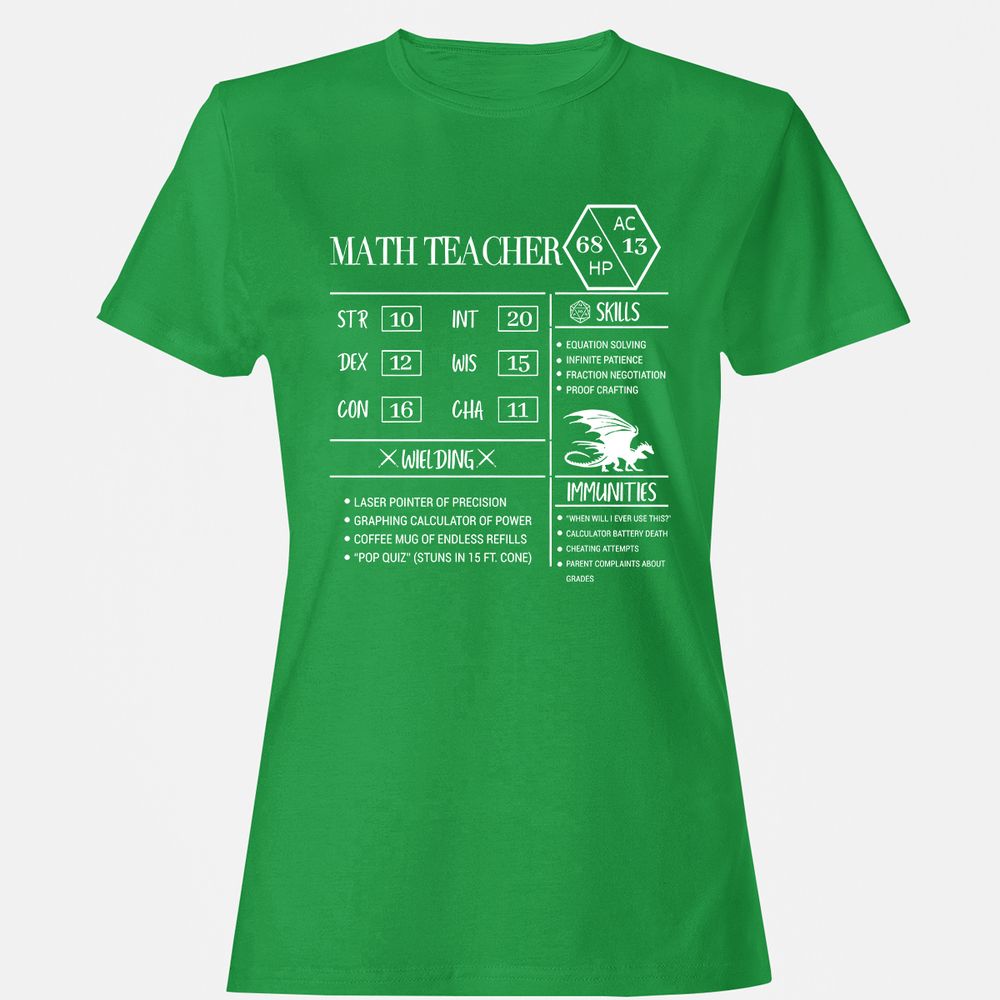Math Teacher New Women's T-Shirt - Irish Green - 7