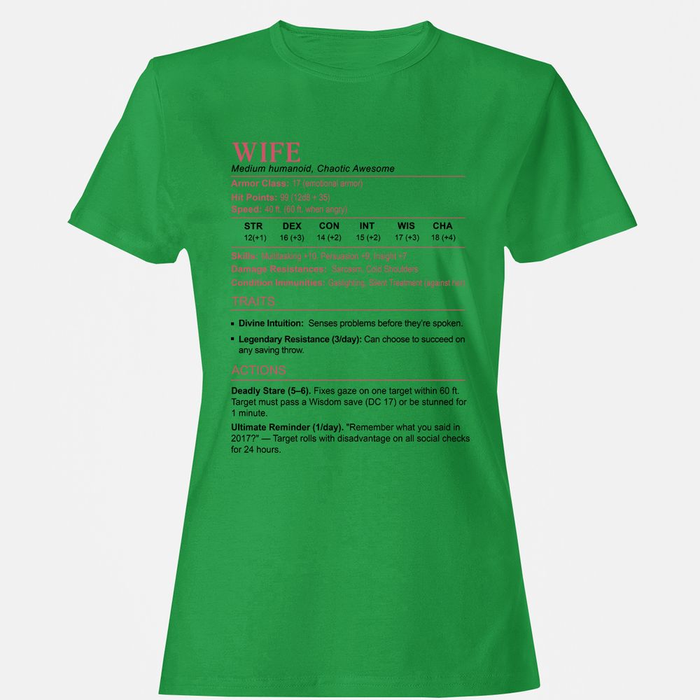 Wife Stats 2 Women's T-Shirt - Irish Green - 7