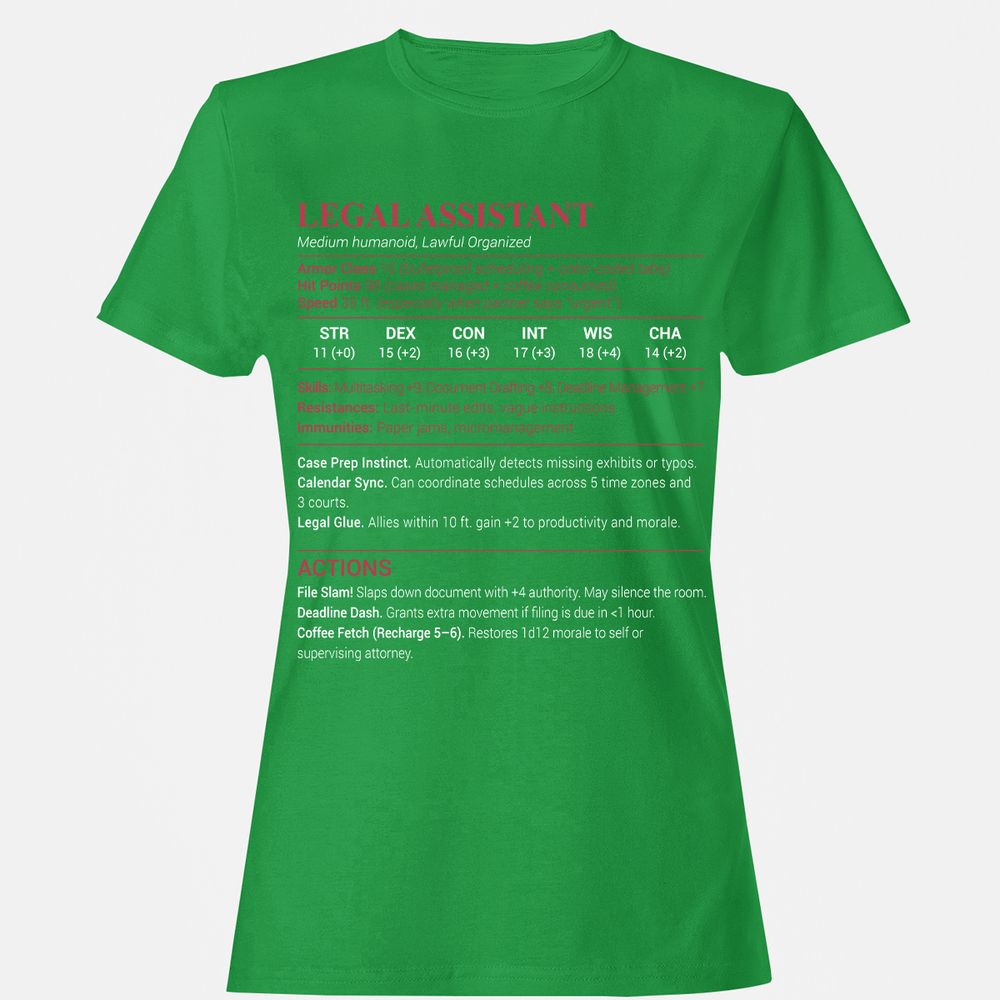 Legal Assistant Women's T-Shirt - Irish Green - 7