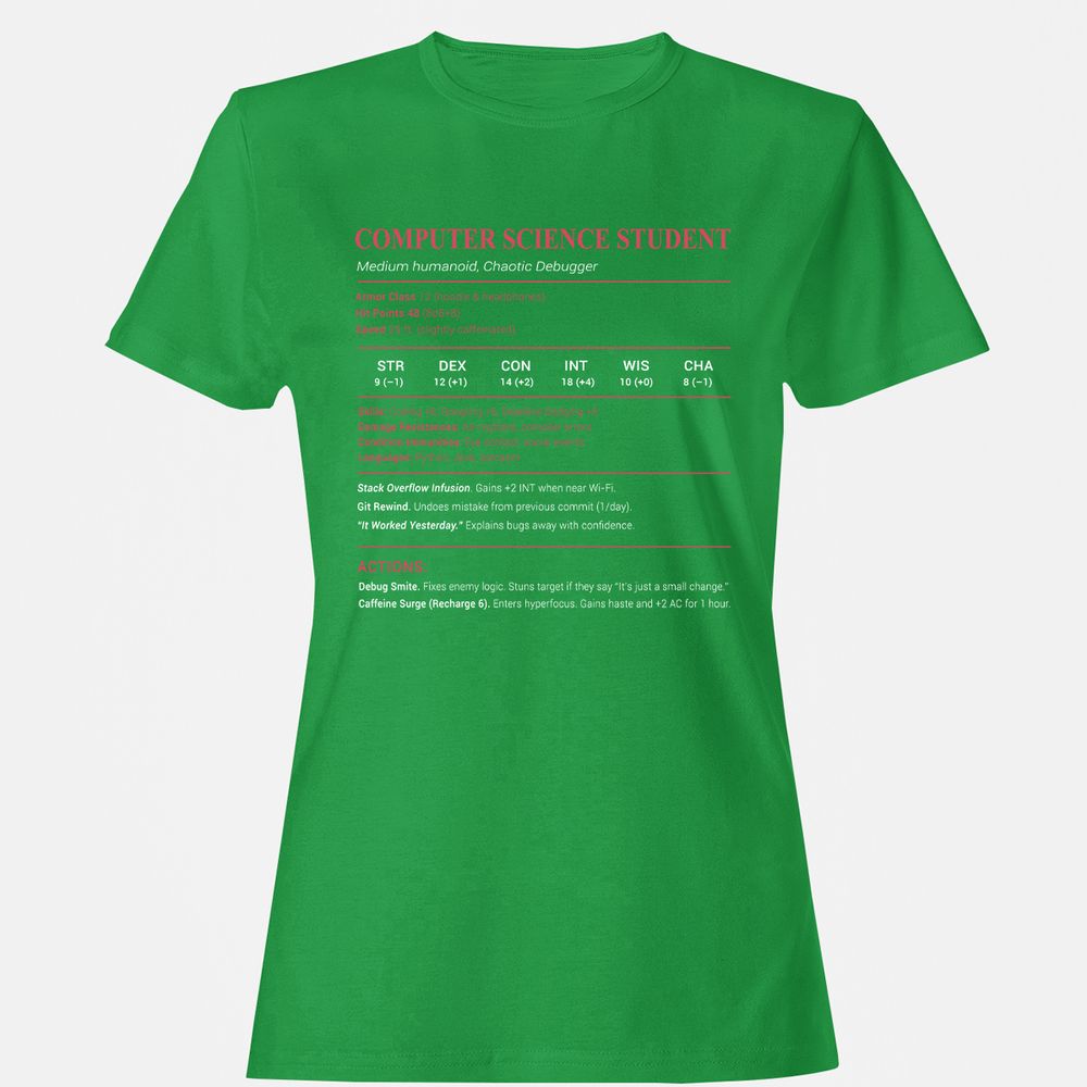 Computer Science Student Women's T-Shirt - Irish Green - 7