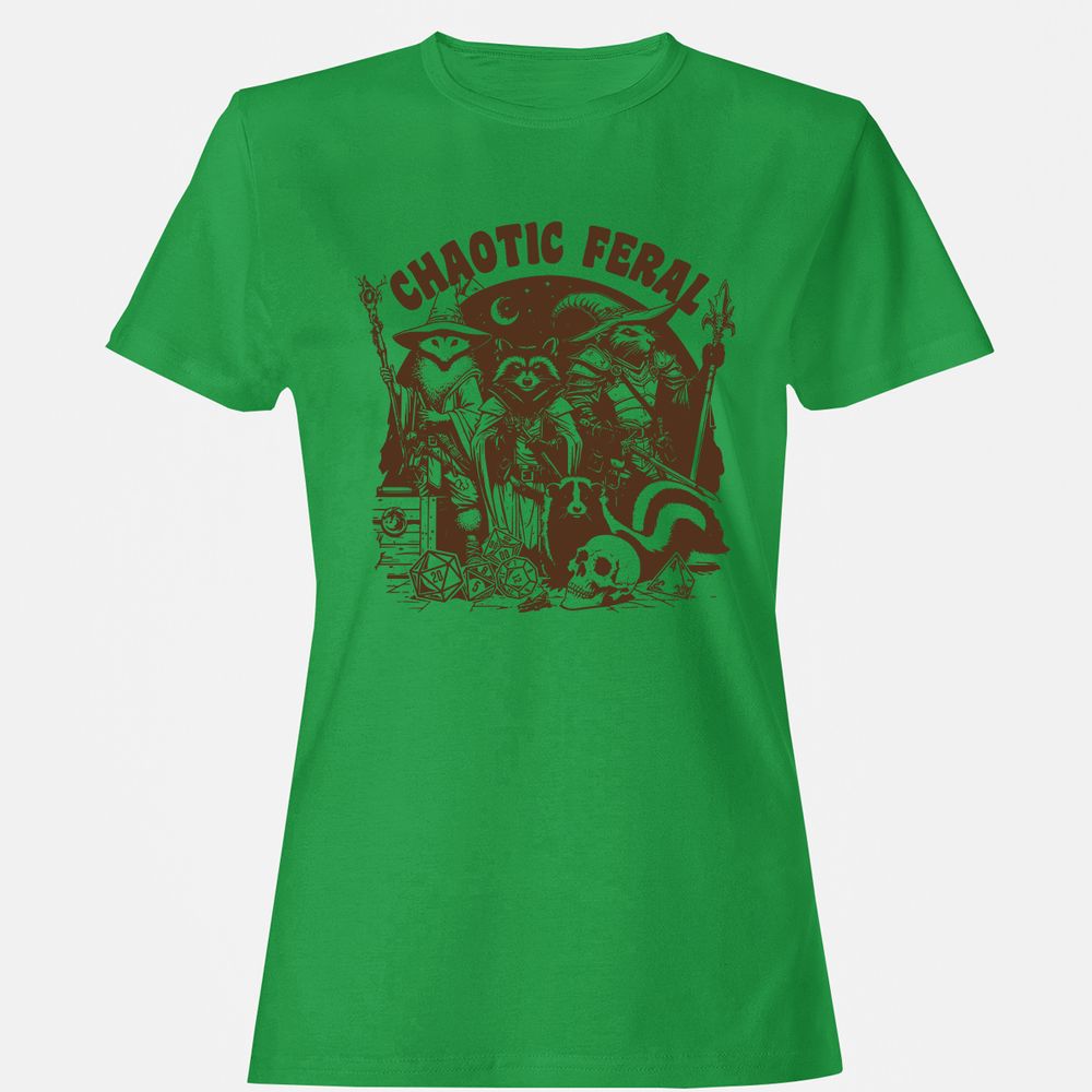 Raccoon Chaotic Feral Women's T-Shirt - Irish Green - 7