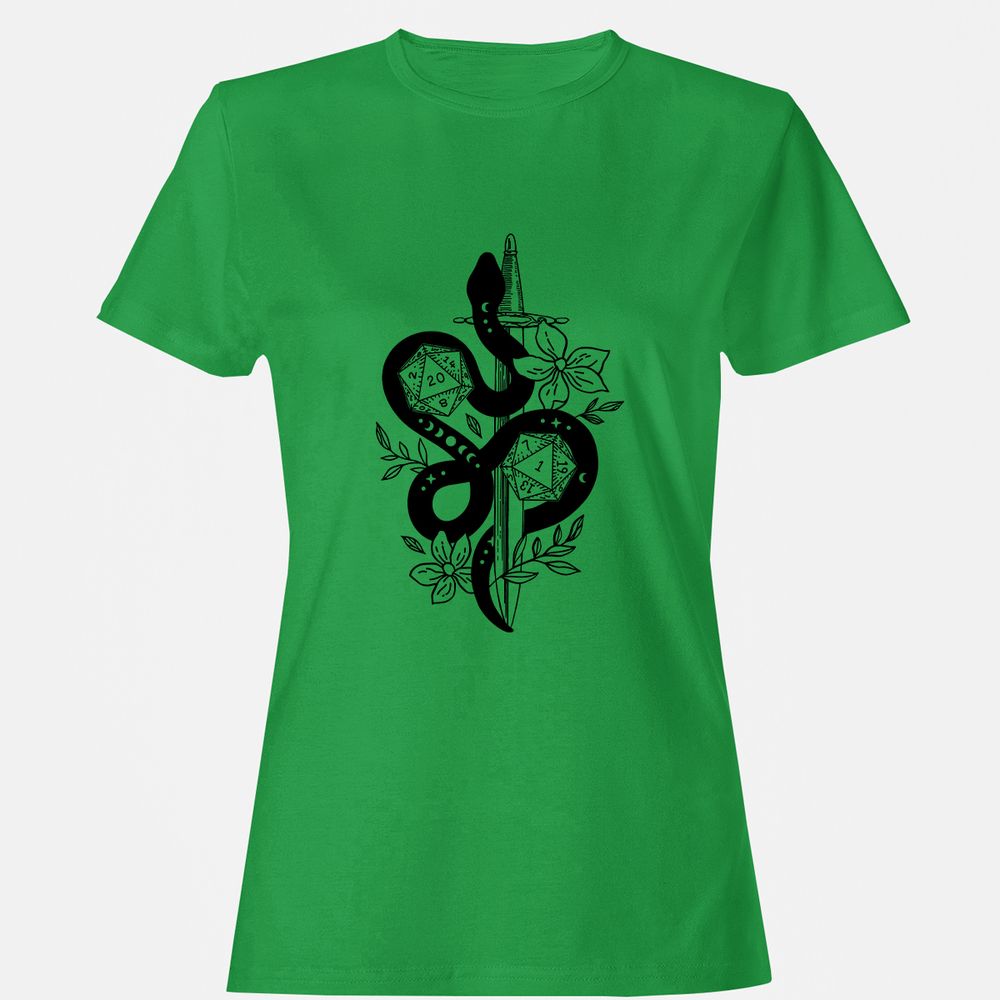 D20 Snake and Sword Women's T-Shirt - Irish Green - 7