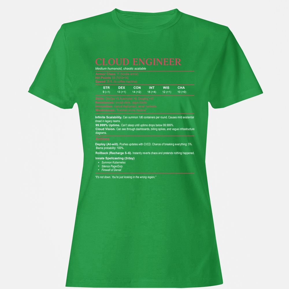 Cloud Engineer Stats Women's T-Shirt - Irish Green - 7