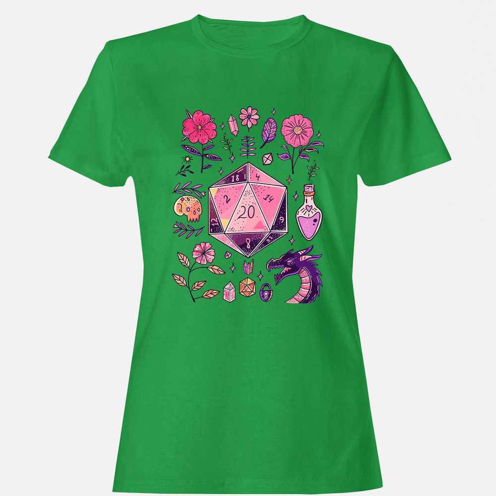 Mystic D20 Floral Dice Art - Irish Green - 7